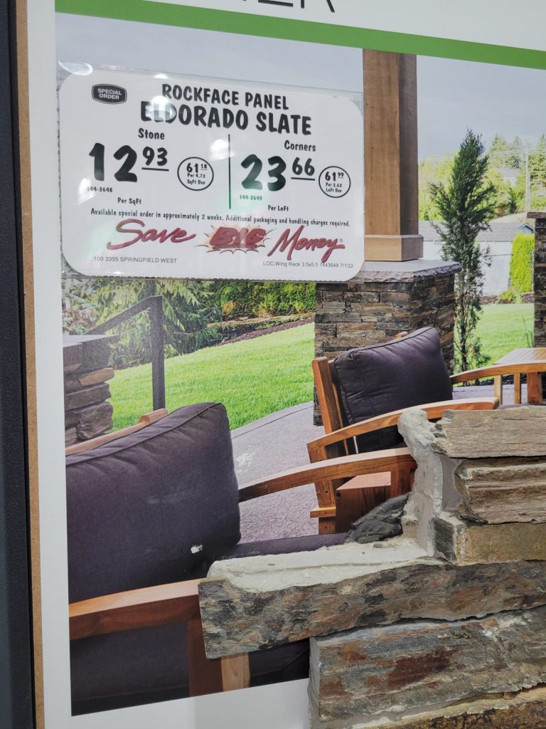 Slate rockface stone veneer panels at the store